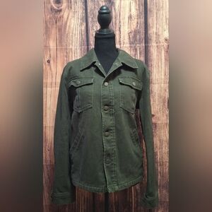 Nomad Olive Green Flannel Lined Pockets Cabincore Jacket Womens Size Small.